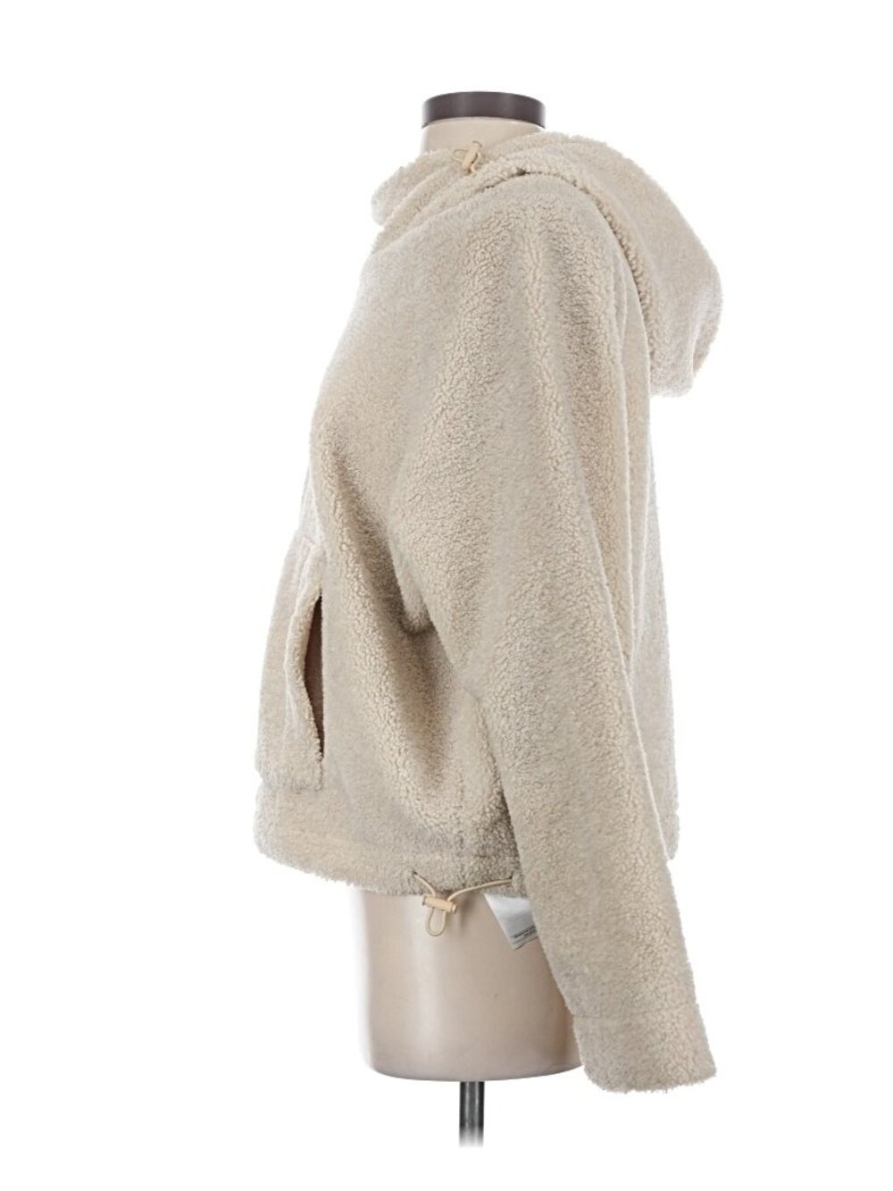 Vince Cream Sherpa Teddy Fleece Oversized Cropped Pullover Hoodie Size S - Picture 4 of 6